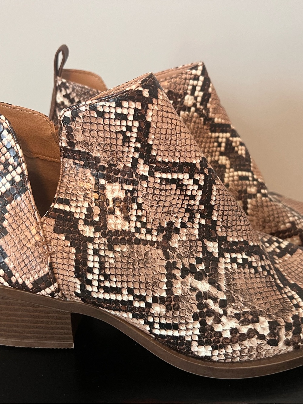 Time and Tru Snake-Print Ankle Booties